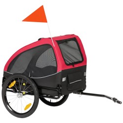 Koirankärry polkupyörään taittuva mesh ikkunat 20 kg 138x70x89 cm punainen musta