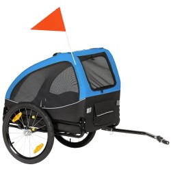 Koiran pyöräkärry taittuva heijastimilla ja turvalipulla 138 70 89 cm sininen
