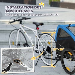 Koiran pyöräkärry taittuva heijastimilla ja turvalipulla 138×70×89 cm sininen