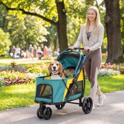 Koirarattaat taittuvat koirille jopa 20 kg, Oxford-kangas, 92 x 63 x 95 cm, tummanvihreä