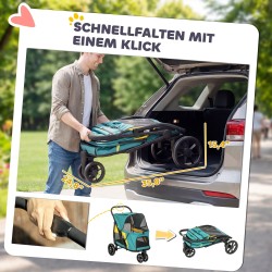 Koirarattaat taittuvat koirille jopa 20 kg, Oxford-kangas, 92 x 63 x 95 cm, tummanvihreä