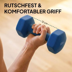 Käsipainosetti kotitreeniin 6 kpl (2x1 kg, 2x3 kg, 2x5 kg) telineellä, kuusikulmainen, metalli-muovi