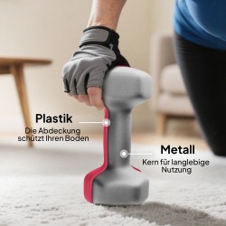 Käsipainosetti kotitreeniin 6 kpl (2x1 kg, 2x3 kg, 2x5 kg) telineellä, kuusikulmainen, metalli-muovi