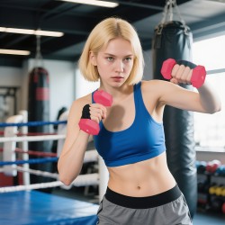 Käsipainosetti kotitreeniin 6 kpl (2x1 kg, 2x3 kg, 2x5 kg) telineellä, kuusikulmainen, metalli-muovi