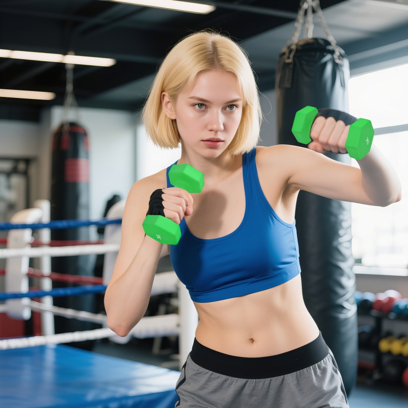 Käsipainosetti 1–4 kg, 8 kpl kuusikulmaiset käsipainot säilytystelineellä, metalli-muovi, moniväri