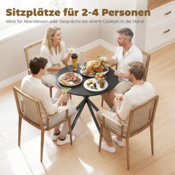 Pyöreä ruokapöytä keittiöön, lastulevy ja metallijalat, Ø80 x 75 cm, musta