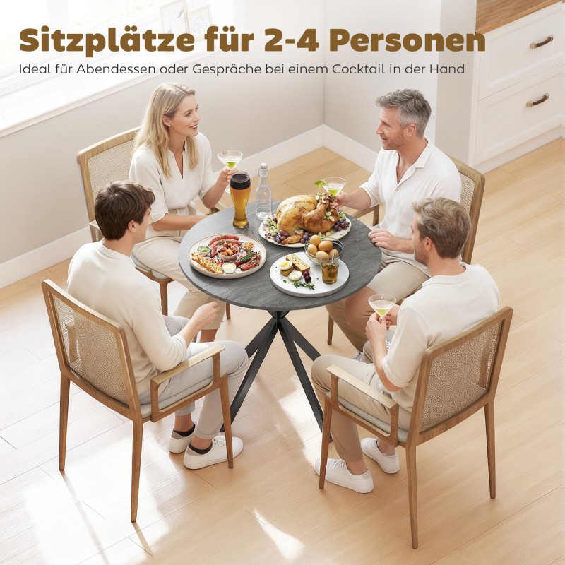 Pyöreä ruokapöytä keittiöön, lastulevy ja teräs, Ø80 x 75 cm, harmaa