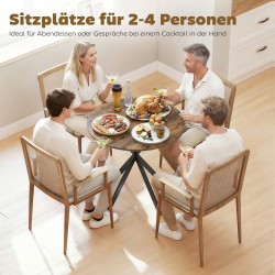 Pyöreä ruokapöytä keittiöön, lastulevy ja teräs, Ø80x75 cm, rustiikin ruskea