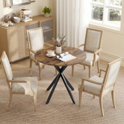 Pyöreä ruokapöytä keittiöön, lastulevy ja teräs, Ø80x75 cm, rustiikin ruskea