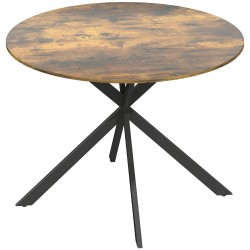 Pyöreä ruokapöytä 4 hengelle teollinen tyyli lastulevy ja teräs 100 x 75 cm rustikaali ruskea