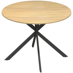 Pyöreä ruokapöytä 4 hengelle teollistyylinen lastulevy ja teräs 100 x 75 cm eikinsävy