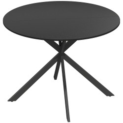 Pyöreä ruokapöytä 4 hengelle teollistyylinen lastulevy ja teräs 100 x 75 cm musta