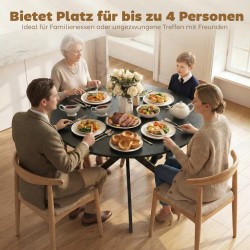 Pyöreä ruokapöytä 4 hengelle, teollistyylinen lastulevy ja teräs, Ø100 x 75 cm, musta