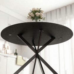 Pyöreä ruokapöytä 4 hengelle, teollistyylinen lastulevy ja teräs, Ø100 x 75 cm, musta