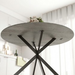 Pyöreä ruokapöytä 4 hengelle, teollinen tyyli, lastulevy ja teräs, Ø100 x 75 cm, harmaa