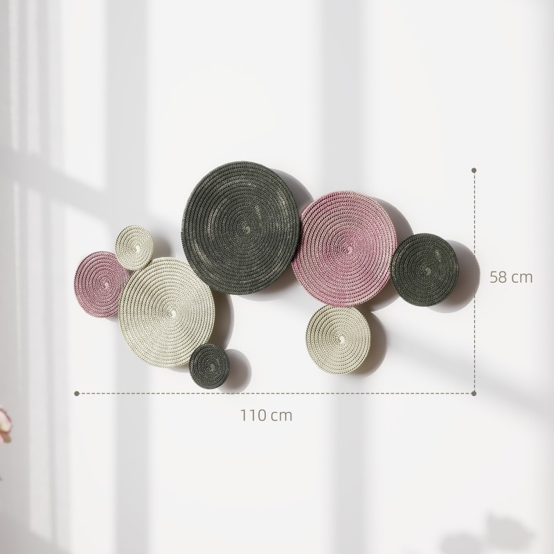 Metallinen seinäkoriste, 8 levyn disk-design, 110 x 58 cm, monivärinen