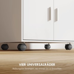 Keittiön mikroaaltouunikaappi pyörillä, lastulevy, 59 x 40 x 92 cm, valkoinen