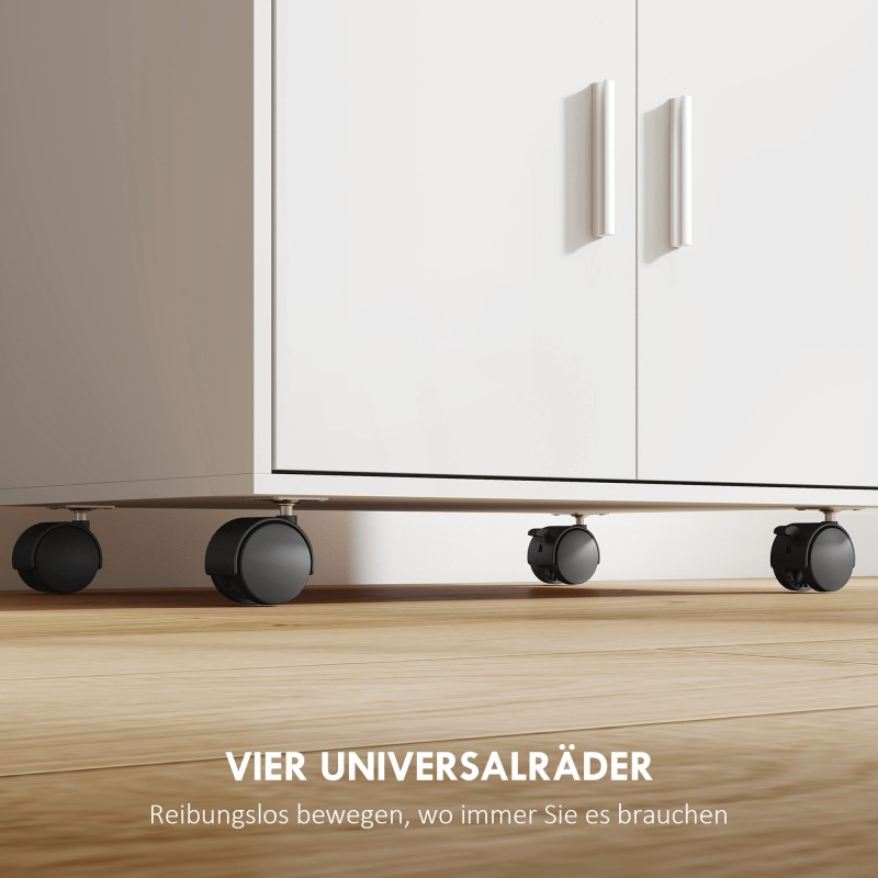 Keittiön mikroaaltouunikaappi pyörillä, lastulevy, 59 x 40 x 92 cm, valkoinen