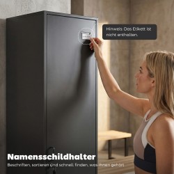 Teräsvaatekaappi lukittavalla ovella ja ripustustangolla, yksiosainen, 40 x 40 x 179 cm, musta