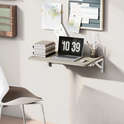 Seinään kiinnitettävä kokoontaitettava pöytä 60 x 40 cm, lastulevyä, tammi/valkoinen