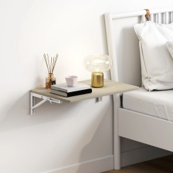 Seinään kiinnitettävä kokoontaitettava pöytä 60 x 40 cm, lastulevyä, tammi/valkoinen