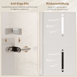 Kenkäkaappi 5 tasoa noin 20 parille, lastulevy/MDF, 72x34,5x103 cm, valkoinen