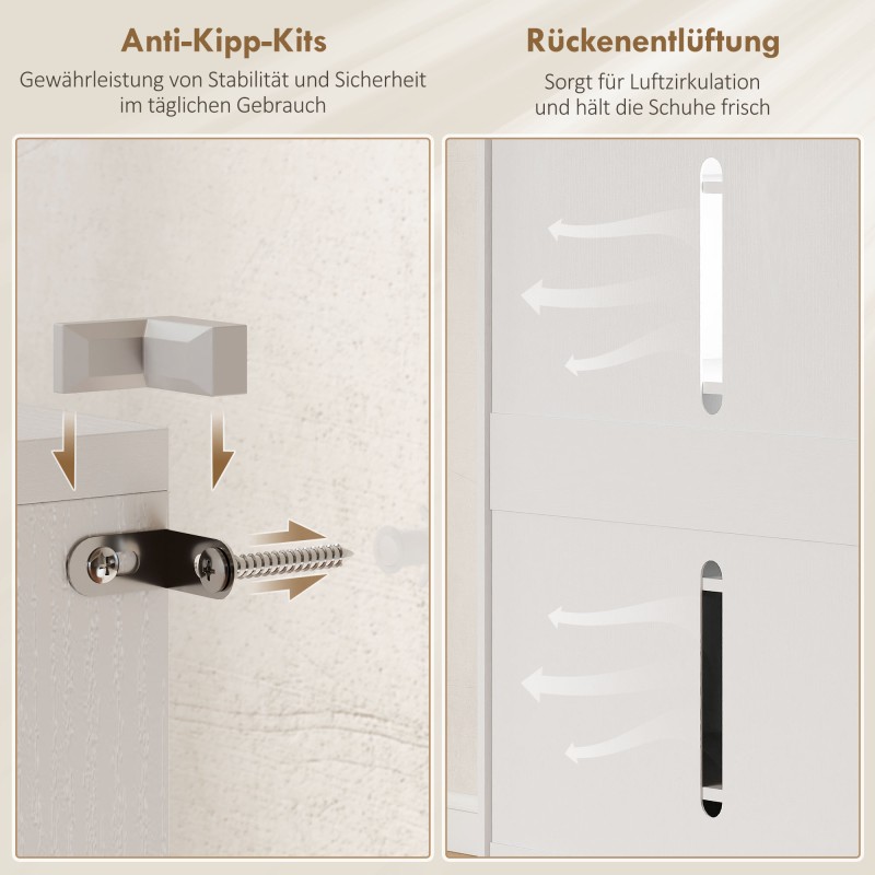 Kenkäkaappi 5 tasoa noin 20 parille, lastulevy/MDF, 72x34,5x103 cm, valkoinen
