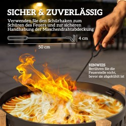 2-in-1 ulkotulisija ja tulisija grillausritilällä Ø75 x 58 cm, metalli, musta-ruskea