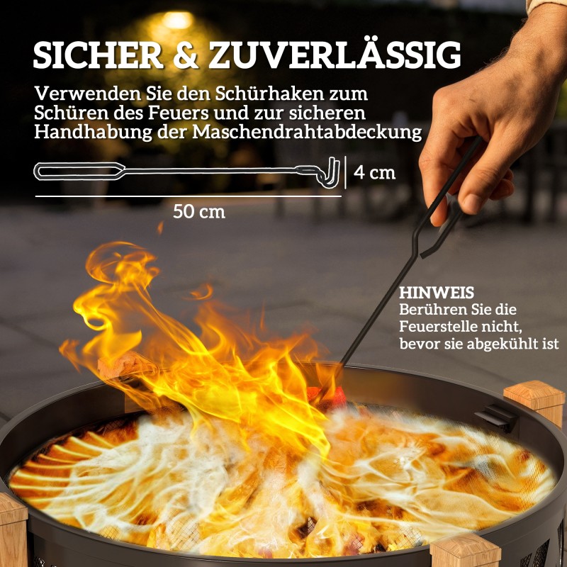 2-in-1 ulkotulisija ja tulisija grillausritilällä Ø75 x 58 cm, metalli, musta-ruskea