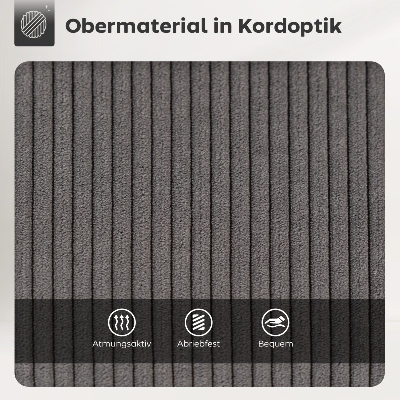 Baarituolit keittiösaarekkeelle, cord-kangas ja teräsjalat, 2 kpl, harmaa