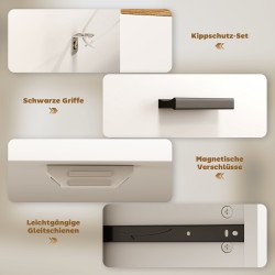 Säilytyskaappi kahdella laatikolla ja säädettävällä hyllyllä, lastulevyä, 68,6 x 35 x 90,3 cm, valkoinen/luonnonpuu