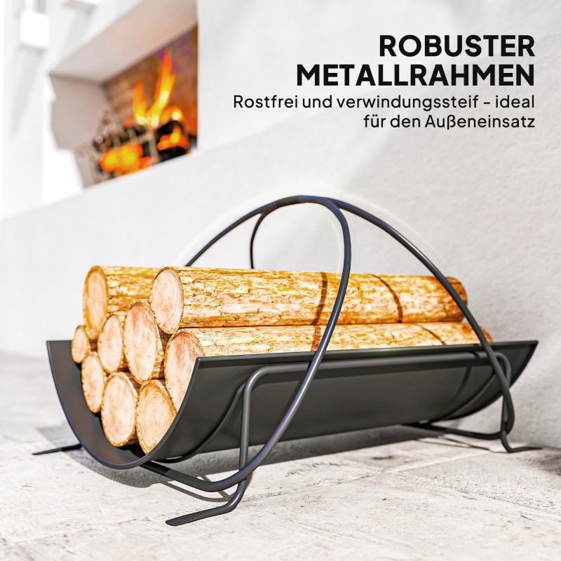 Polttopuuteline sisäkäyttöön metalli 51 x 38 x 33 cm geometrinen, musta