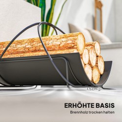 Polttopuuteline sisäkäyttöön metalli 51 x 38 x 33 cm geometrinen, musta