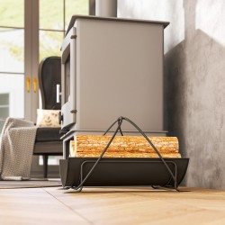 Polttopuuteline sisäkäyttöön metalli 51 x 38 x 33 cm geometrinen, musta
