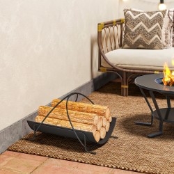 Polttopuuteline sisäkäyttöön metalli 51 x 38 x 33 cm geometrinen, musta