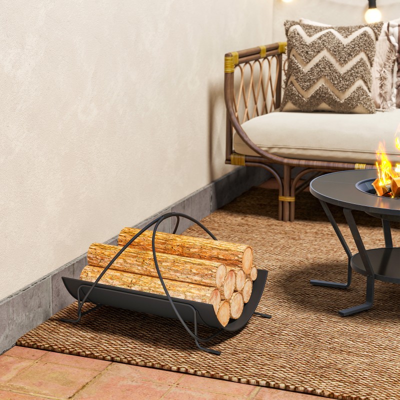 Polttopuuteline sisäkäyttöön metalli 51 x 38 x 33 cm geometrinen, musta