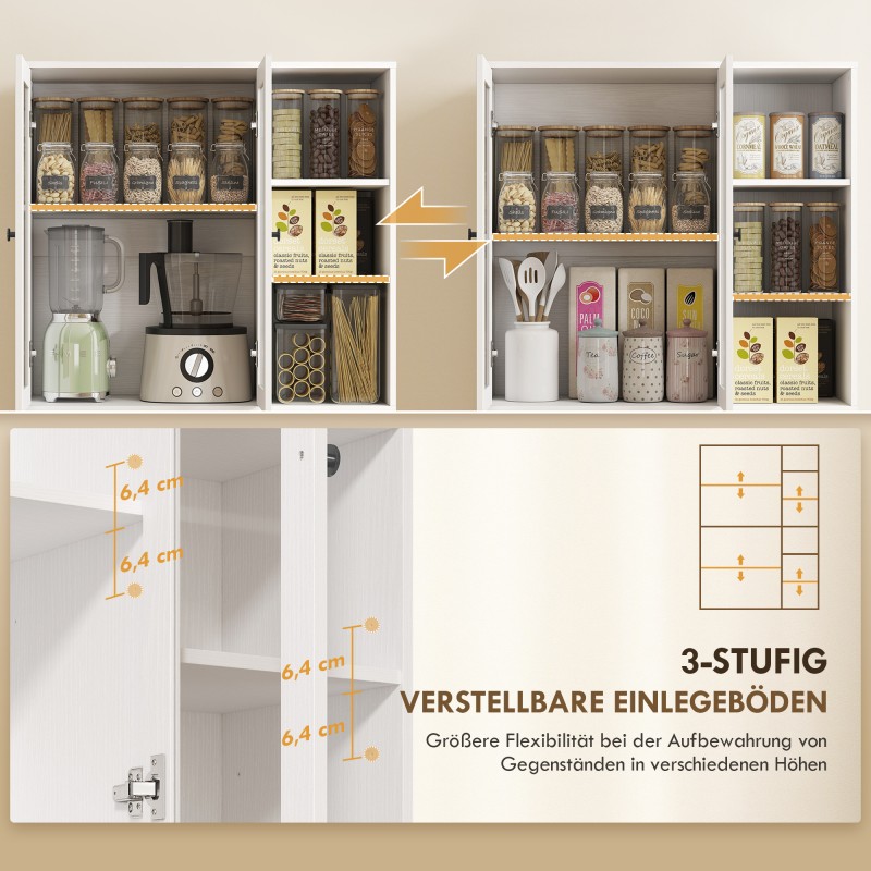 Keittiökaappi lasiovilla ja avohyllyillä, lastulevy/MDF, 90x35x172 cm, valkoinen