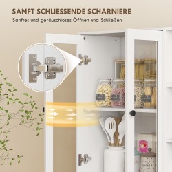 Keittiökaappi lasiovilla ja avohyllyillä, lastulevy/MDF, 90x35x172 cm, valkoinen