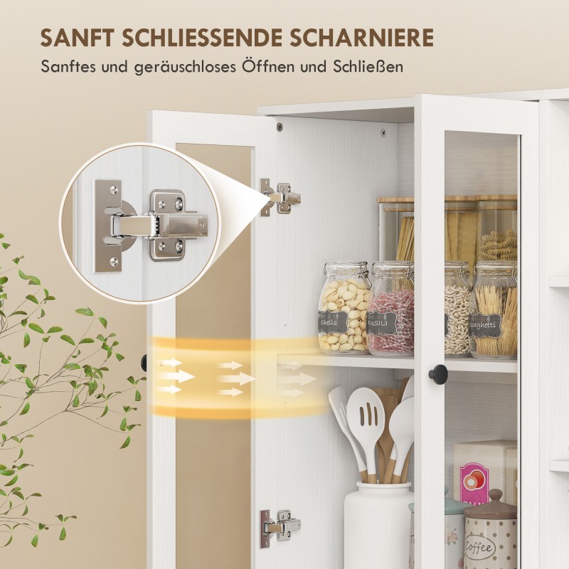 Keittiökaappi lasiovilla ja avohyllyillä, lastulevy/MDF, 90x35x172 cm, valkoinen