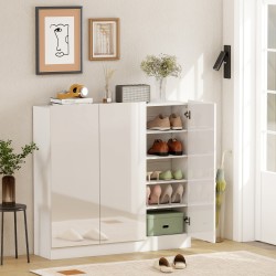 Kenkäkaappi 10 hyllyä 25–30 parille lastulevy/MDF 106,4x34x108,5 cm valkoinen