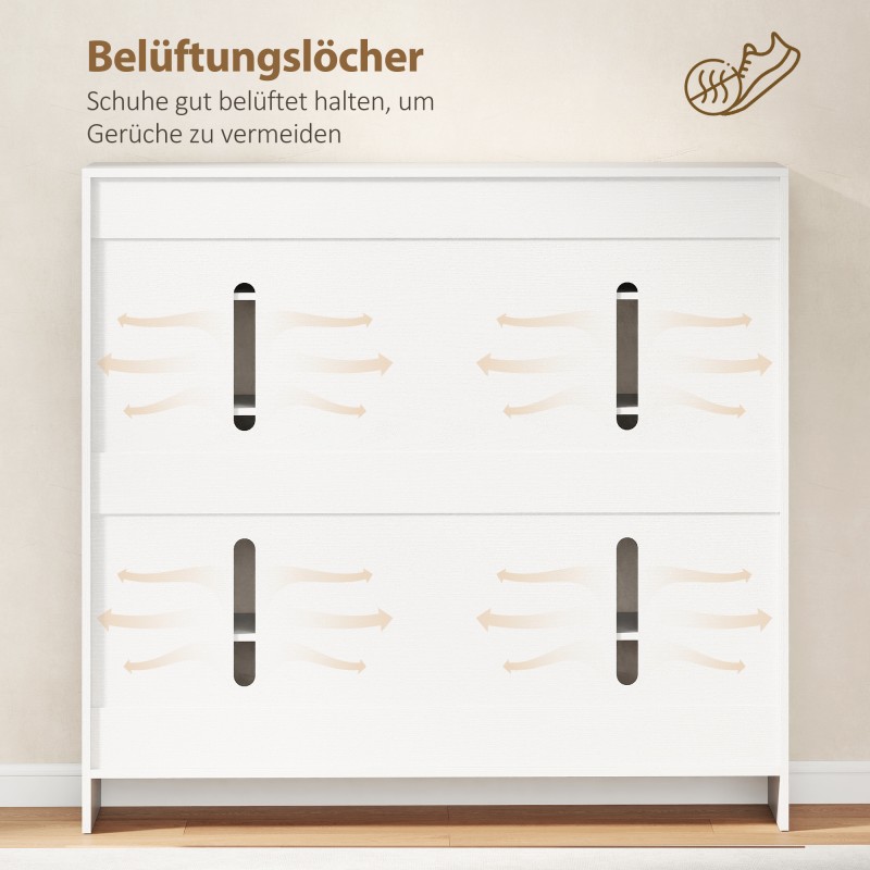 Kenkäkaappi 10 hyllyä 25–30 parille lastulevy/MDF 106,4x34x108,5 cm valkoinen