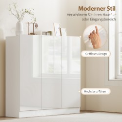 Kenkäkaappi 10 hyllyä 25–30 parille lastulevy/MDF 106,4x34x108,5 cm valkoinen