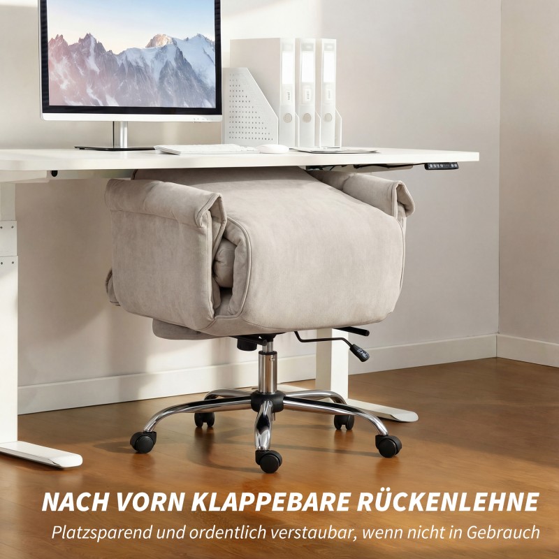 Toimistotuoli korkeaselkäinen kallistuva jalkatuella ja käsinojilla 75 x 77 x 110–118 cm vaaleanharmaa