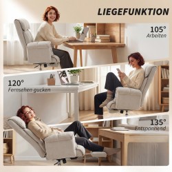 Toimistotuoli korkeaselkäinen kallistuva jalkatuella ja käsinojilla 75 x 77 x 110–118 cm vaaleanharmaa