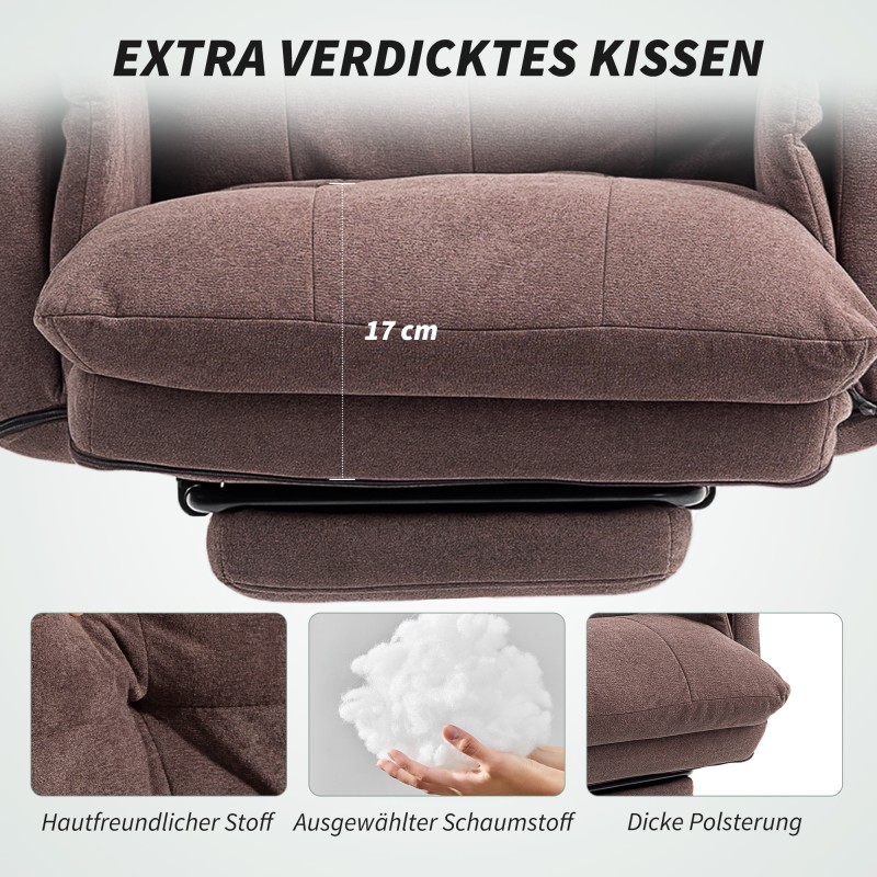 Työtuoli säädettävä selkänoja ja jalkatuki samettipintainen teräsrunko kahvinruskea