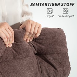 Työtuoli säädettävä selkänoja ja jalkatuki samettipintainen teräsrunko kahvinruskea