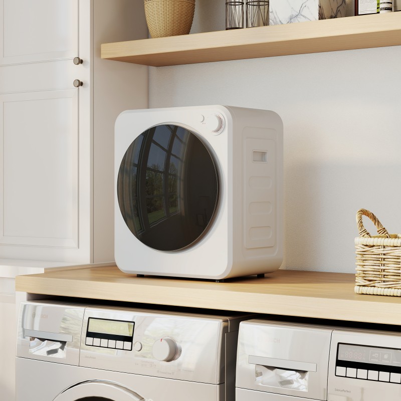 Kompakti kuivausrumpu 4 kg, 5 ohjelmaa, 400/800 W, 60 °C, seinä- ja vapaasti seisova, valkoinen
