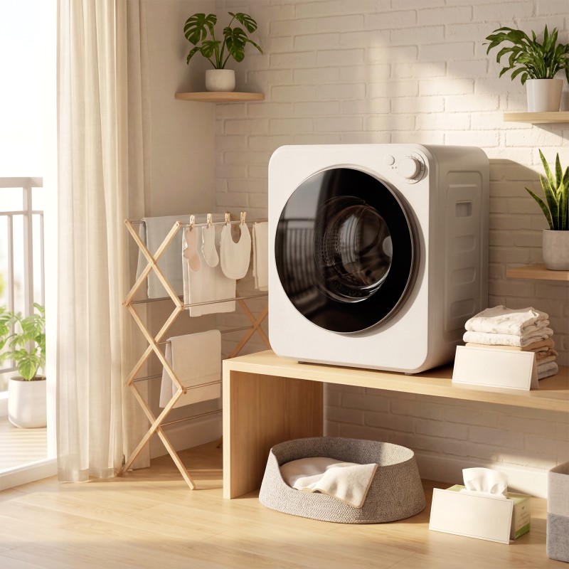 Kompakti kuivausrumpu 4 kg, 5 ohjelmaa, 400/800 W, 60 °C, seinä- ja vapaasti seisova, valkoinen