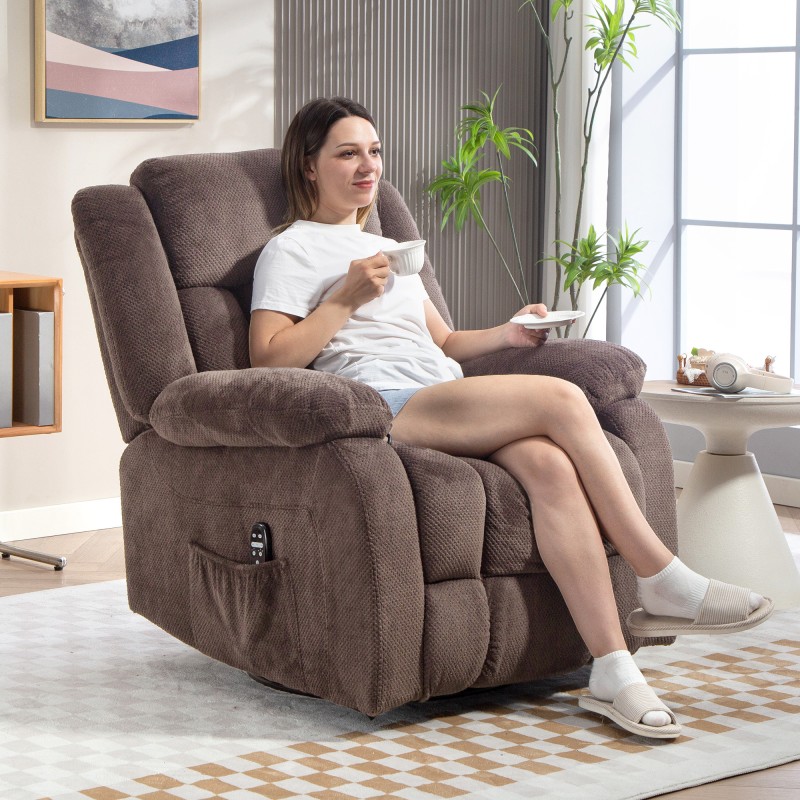 Hierova lepotuoli 8 värinäpistettä 5 tilaa lannerangan lämpö keinutoiminto ruskea