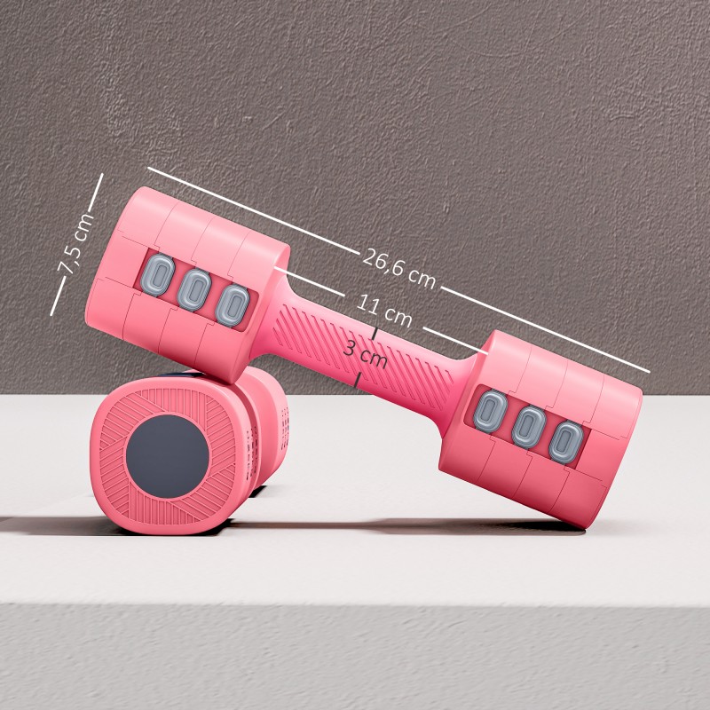 Säädettävä käsipainosetti 2 x 2,5 kg, neliönmuotoinen, metalliydin, rosarot